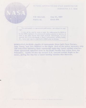 Lot #402 Apollo 10 Signed Photograph - Image 2