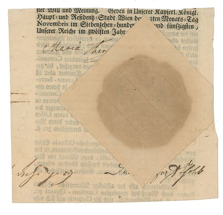 Lot #249 Maria Theresa Partial Signed Document - Image 1