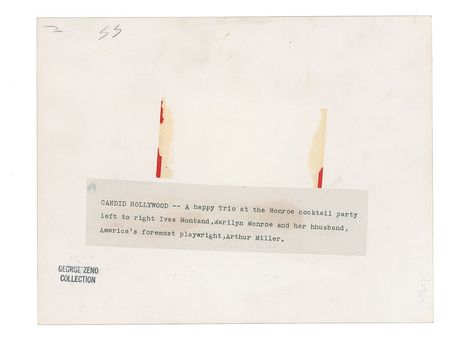 Lot #882 Marilyn Monroe, Arthur Miller, and Yves Montad Photograph - Image 2