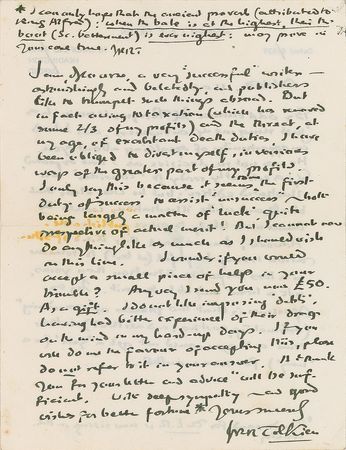 Lot #534 J. R. R. Tolkien: ?I decided long ago not to have The Lord of the Rings illustrated,? writes Tolkien to an amateur artist, ?After seeing your specimens I am beginning to change my mind? - Image 4