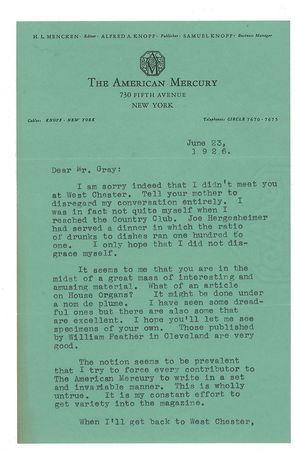 Lot #561 H. L. Mencken - Image 1