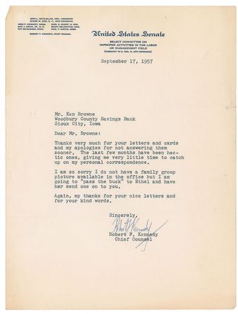 Lot #235 Robert F. Kennedy Typed Letter Signed - Image 1