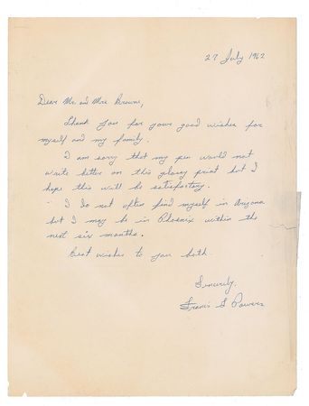 Lot #190 Francis Gary Powers Handwritten Letter Signed - Image 1