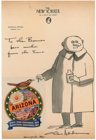 Lot #448 Charles Addams: Addams sketches Uncle Fester - Image 1