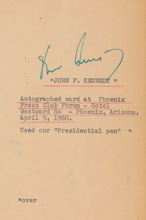 Lot #39 John F. Kennedy: Signed on the campaign trail in 1960 - Image 1