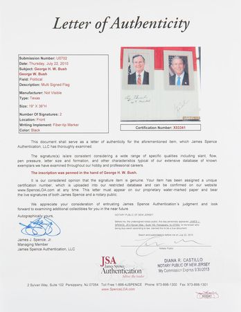 Lot #49 George and George W. Bush: Proudly flown over the Alamo and signed by both Bushes - Image 5