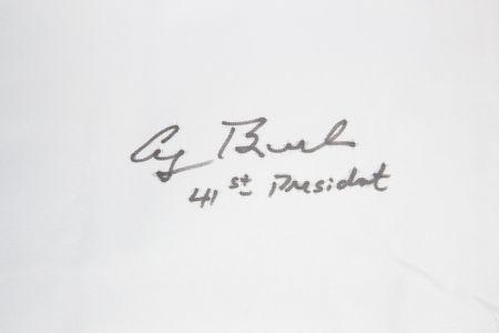 Lot #49 George and George W. Bush: Proudly flown over the Alamo and signed by both Bushes - Image 2