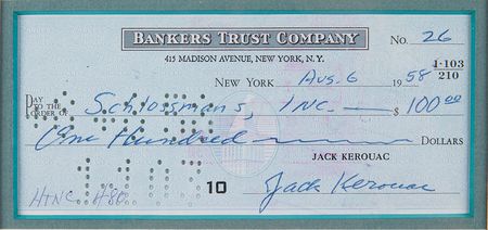 Lot #506 Jack Kerouac Check - Image 2