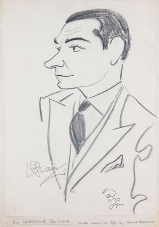Lot #770 Vivien Leigh and Laurence Olivier: Original Oscar Berger caricatures of Leigh and Olivier - Image 2