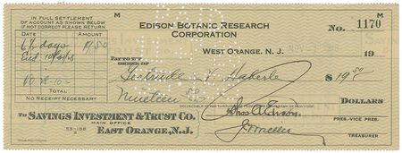 Lot #132 Thomas Edison Check - Image 1
