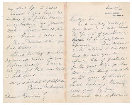 Lot #124 Florence Nightingale Handwritten Letter Signed - Image 1