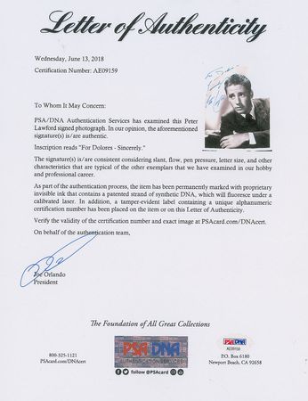 Lot #863 Peter Lawford Signed Photograph - Image 2