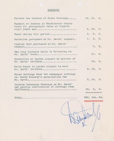 Lot #812 Sammy Davis, Jr Signed Document - Image 1