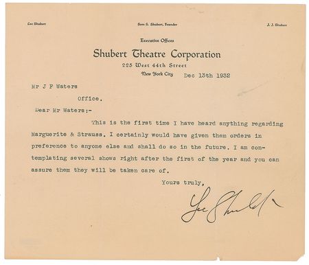 Lot #909 Lee Shubert - Image 1