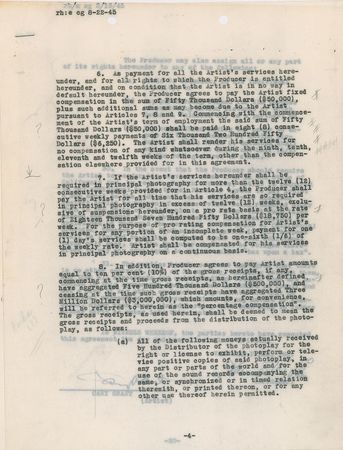 Lot #841 Cary Grant: Cary Grant signs on for 