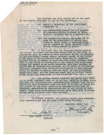 Lot #841 Cary Grant: Cary Grant signs on for 