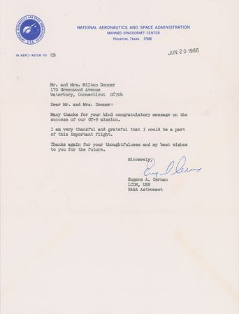 Lot #4121 Gene Cernan Typed Letter Signed - Image 1
