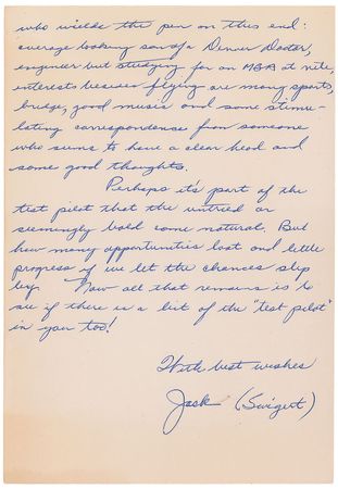 Lot #4529 Jack Swigert Autograph Letter Signed - Image 2