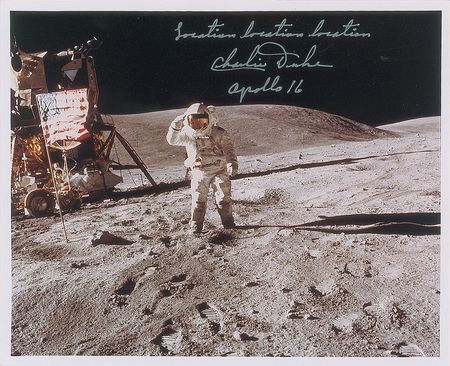 Lot #4563 Charlie Duke Signed Beta Cloth and Photograph - Image 2