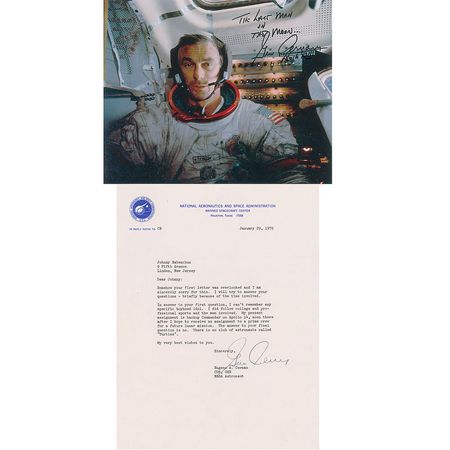 Lot #4578 Gene Cernan Signed Letter and Photograph - Image 1