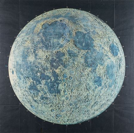 Lot #4333 Neil Armstrong Signed Apollo 11 Moon Map - Image 1
