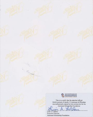 Lot #4558 Al Worden Signed Photograph - Image 2