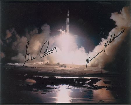 Lot #4420 Gene Cernan and Harrison Schmitt Signed Photograph - Image 1