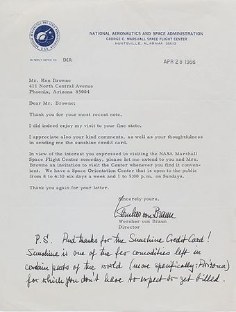 Lot #4042 Wernher von Braun Typed Letter Signed - Image 1