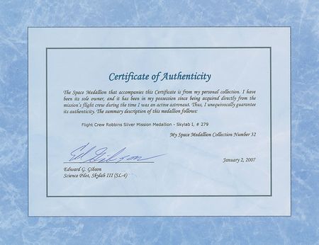 Lot #4596 Ed Gibson's Skylab 2 Unflown Robbins Medal - Image 3