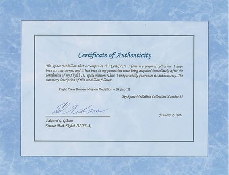 Lot #4601 Ed Gibson's Skylab 4 Unflown Bronze Robbins Medal - Image 3