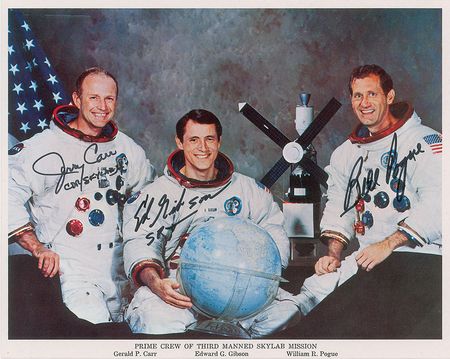 Lot #4600  Skylab 4 Signed Photograph and Cover - Image 1