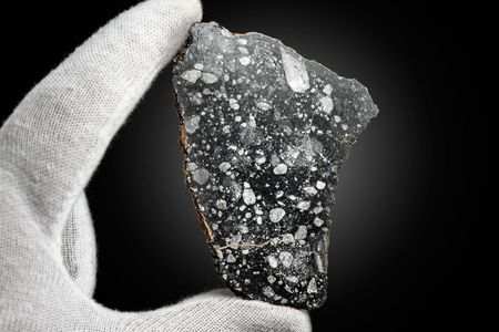 Lot #4003  NWA 11303 Lunar Meteorite Slice, Lunar Dust, and Charlie Duke Signed Photograph - Image 2