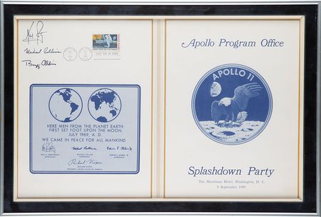 Lot #4355 Michael Collins's Apollo 11 Signed Splashdown Party Program - Image 1