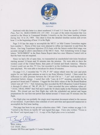 Lot #4311 Buzz Aldrin's Apollo 11 Flown Star Chart and Flight Plan Page - Image 4