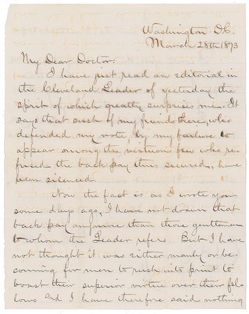 Lot #152 James A. Garfield: On the 'Salary Grab Act' of 1873 - Image 1