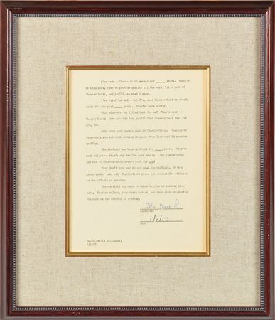 Lot #9293 Stan Musial: Musial sponsors Chesterfield cigarettes—
