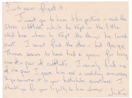Lot #83 Jacqueline Kennedy Autograph Letter Signed: To her Air Force One consoler: 