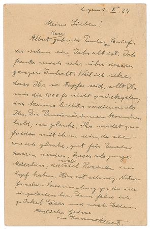 Lot #266 Albert Einstein: In Lucerne to present his important paper, 'On the Ether' - Image 1