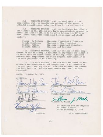 Lot #684 Steve McQueen Signed Document - Image 1