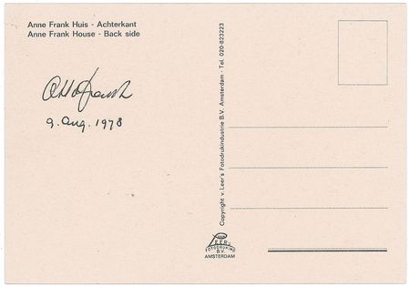 Lot #327 Otto Frank Postcard - Image 1
