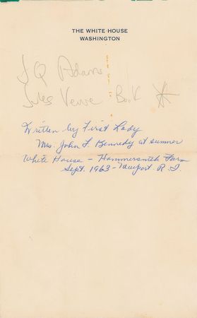 Lot #53 Jacqueline Kennedy Group of (5) Autograph Notes and Letters: Jackie on the Peace Corps logo, arts funding, and the sale of an unapproved picture - Image 5