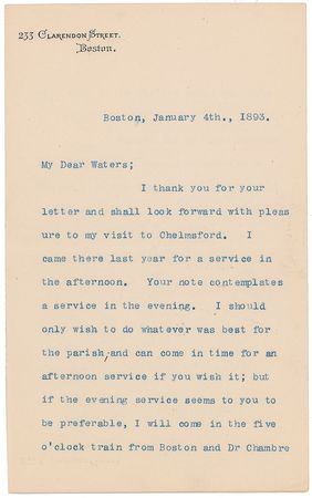 Lot #625 Phillips Brooks Typed Letter Signed - Image 1