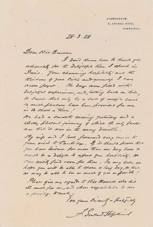 Lot #270 Frederick Gowland Hopkins Handwritten Letter Signed - Image 1