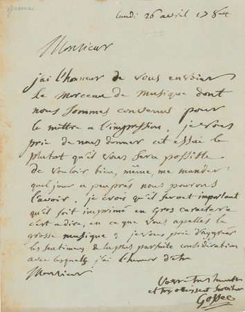 Lot #626 Francois-Joseph Gossec Handwritten Letter Signed - Image 1