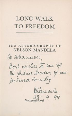 Lot #249 Nelson Mandela: Mandela inscribes 