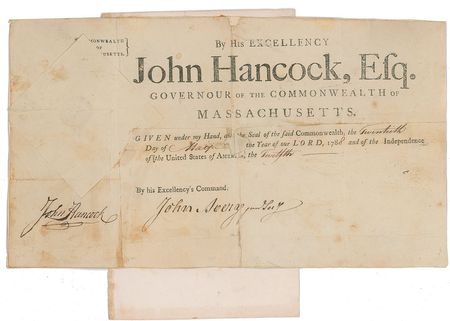 Lot #236 John Hancock Signed Document - Image 1