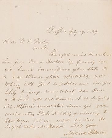 Lot #143 Millard Fillmore Handwritten Letter Signed - Image 1