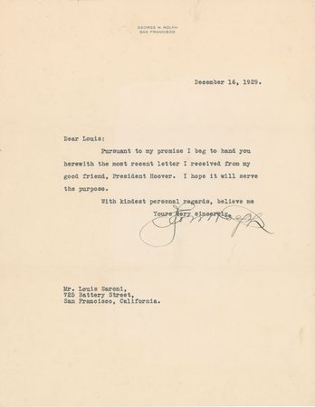 Lot #197 Herbert Hoover Typed Letter Signed - Image 2