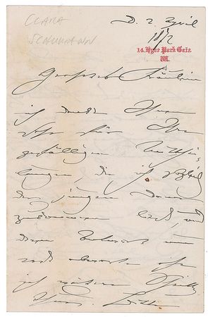 Lot #602 Clara Schumann Handwritten Letter Signed - Image 1