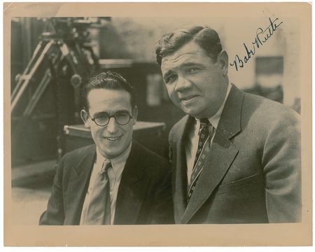Lot #811 Babe Ruth: The Babe takes a ride from Harold Lloyd in Speedy - Image 1